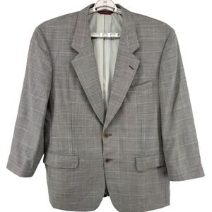 Samuelsohn Men's Houndstooth Blazer 44R Super 100S Wool 2 Button Black Blue